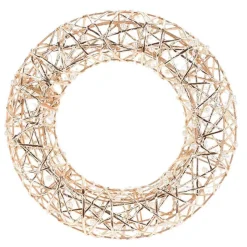 Corona navideña 20 luces LED con temporizador automático dorado Ø30 cm