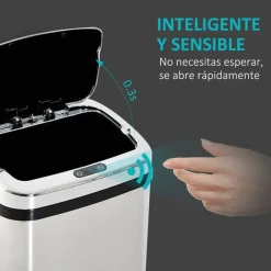 Cubo de basura inteligente Homcom 50L inox 84x33x25 cm
