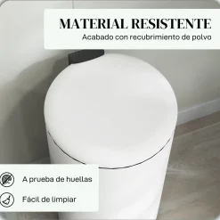 Cubo de basura Vela Homcom 30L con pedal + cubo extraíble blanco Ø36x63,5 cm