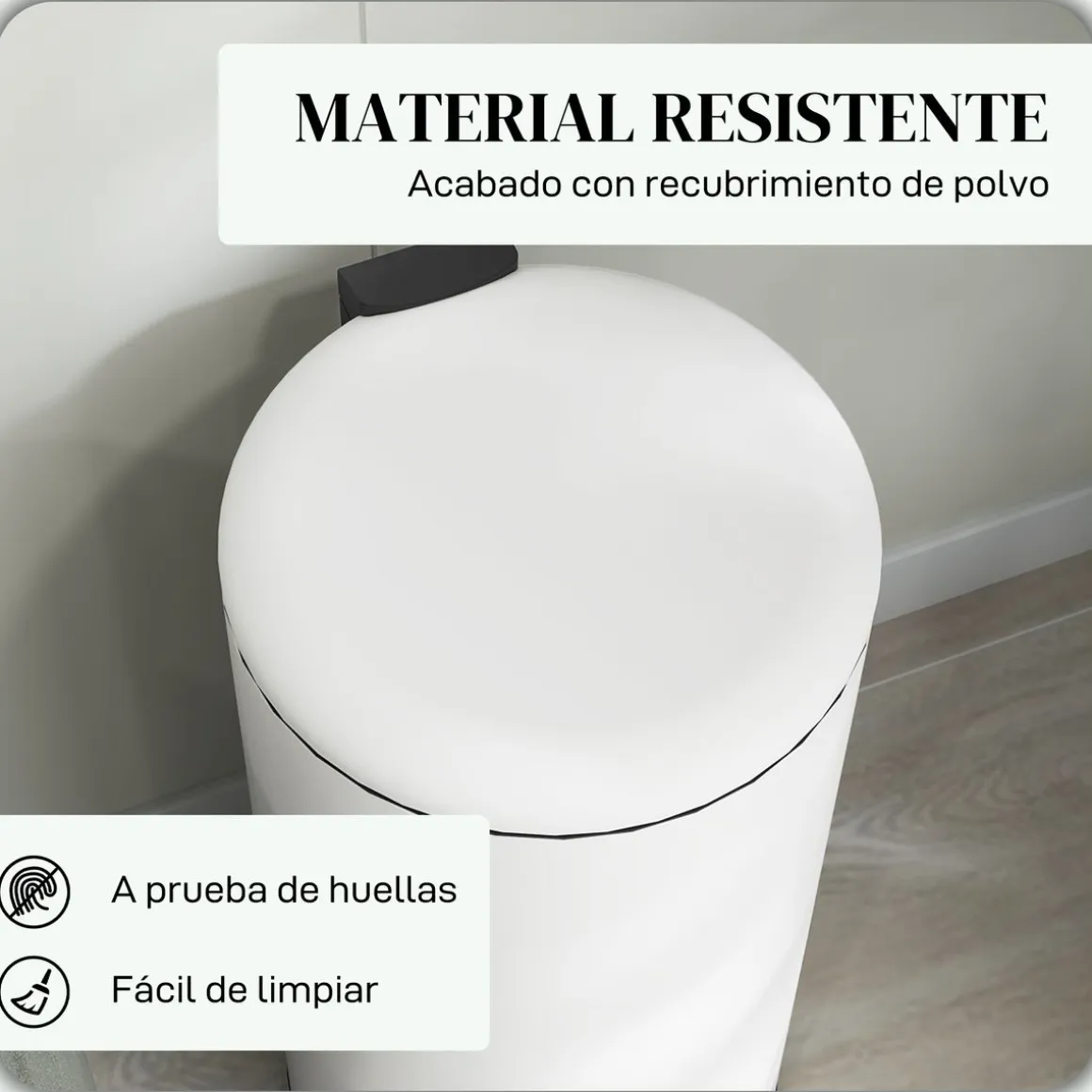Cubo de basura Vela Homcom 30L con pedal + cubo extraíble blanco Ø36x63,5 cm