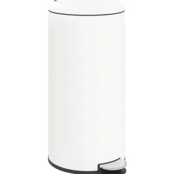 Cubo de basura Vela Homcom 30L con pedal + cubo extraíble blanco Ø36x63,5 cm