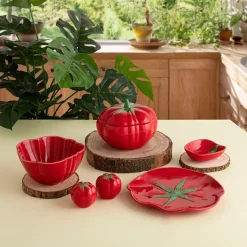 Cuenco Vega Bidasoa con tapa diseño tomate porcelana rojo Ø15,5x12 cm