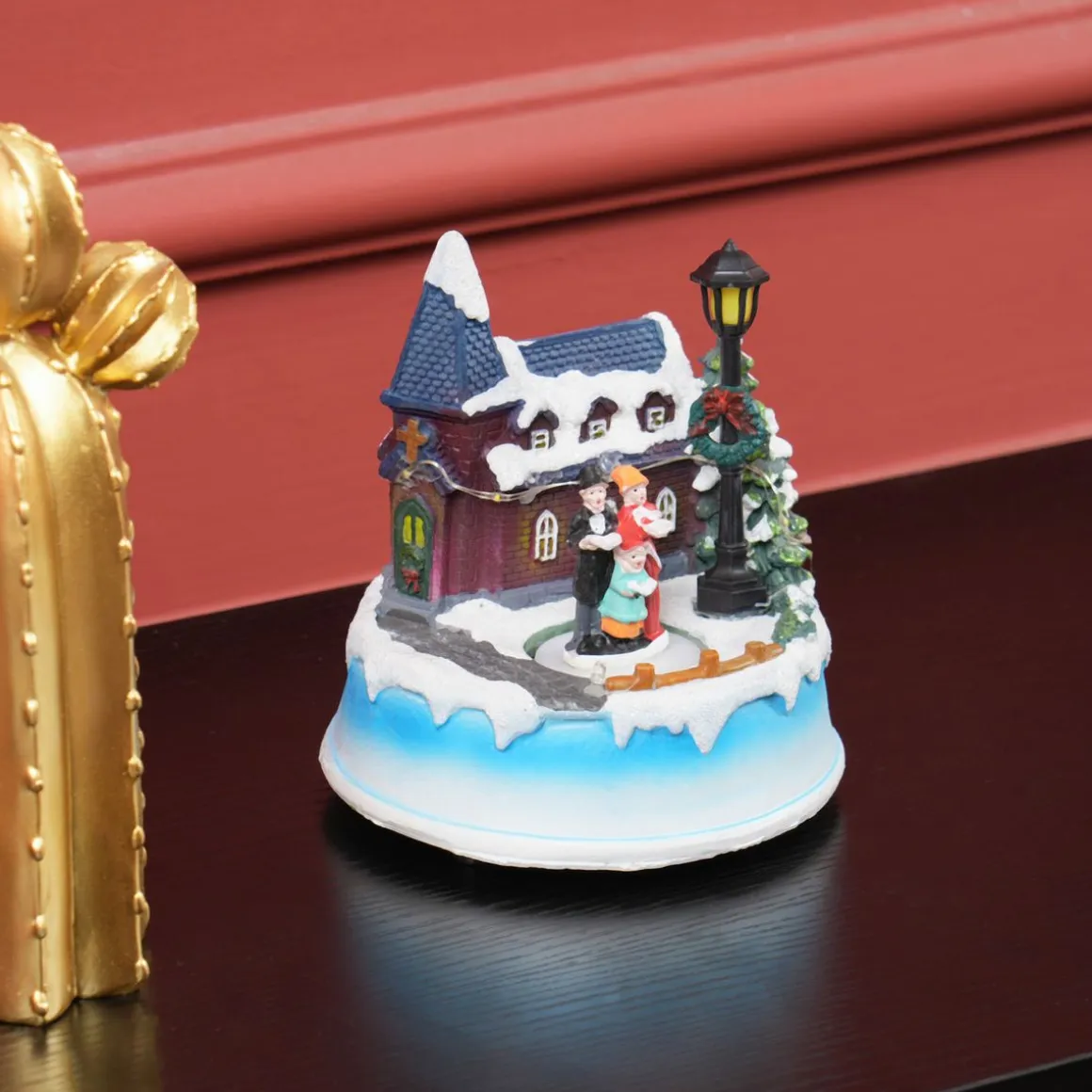 Decoración navideña Coro Homcom luces LED + giratorio multicolor 15x13 cm