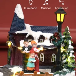 Decoración navideña Coro Homcom luces LED + giratorio multicolor 15x13 cm