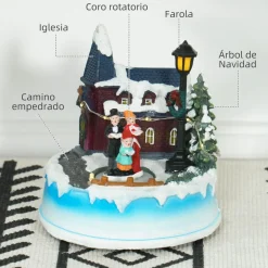 Decoración navideña Coro Homcom luces LED + giratorio multicolor 15x13 cm