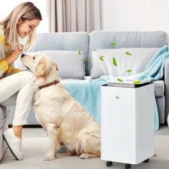Deshumidificador eléctrico Homcom 12L 2 velocidades 5 modos blanco 50,5x25 cm