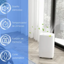 Deshumidificador eléctrico Homcom 12L 4 modos 2 velocidades blanco 49x29x18 cm