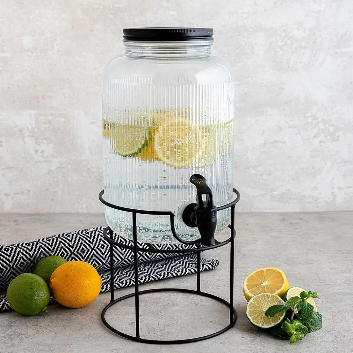 Dispensador de bebidas Maison Quid con estructura 4L vidrio negro