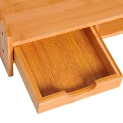 Elevador de pantalla Homcom con cajón+hueco abierto bambú natural 11,5x49x25,5 cm