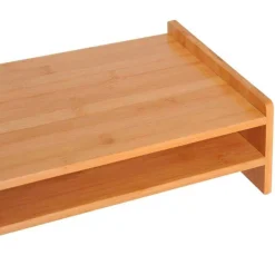 Elevador de pantalla Homcom con cajón+hueco abierto bambú natural 11,5x49x25,5 cm