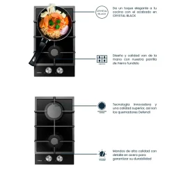 Encimera de gas Infiniton GAS-CR2B 4300W 2 fuegos negro 30 cm
