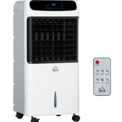 Enfriador de aire Homcom 75W con temporizador+ruedas blanco 81x38x35 cm