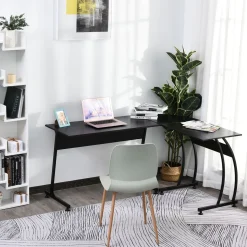 Escritorio Acuario Homcom diseño L negro 74x112,5x152 cm
