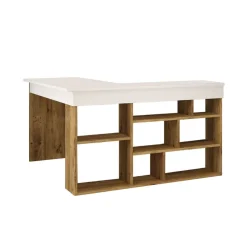 Escritorio Bihar esquinero con estantes natural/blanco 72x115x120 cm