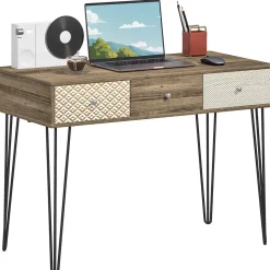 Escritorio Bohemia Homcom 3 cajones natural 75x105x50 cm