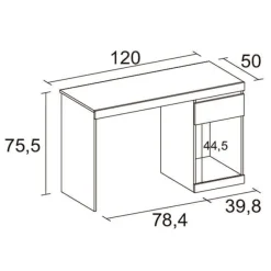Escritorio Boro 1 cajón + compartimento blanco mate 75,5x120x50 cm