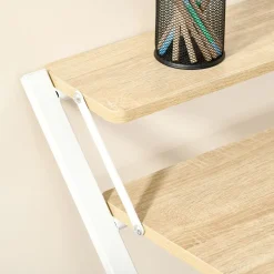 Escritorio Botel Homcom plegable con estante blanco/natural 84x81,5x70 cm