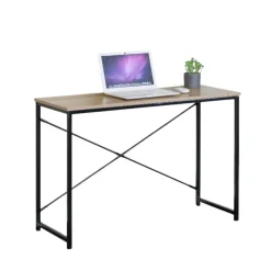 Escritorio Bruma estructura metálica negro/natural 70x120x60 cm