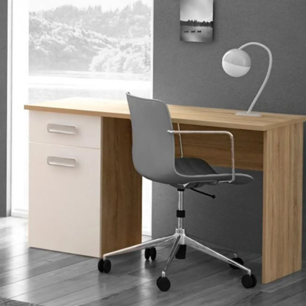 Escritorio Champion blanco/cambria 71x120x49,8 cm
