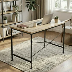 Escritorio Deck orificio pasacables negro/natural 72x90x45 cm
