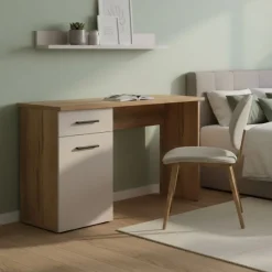 Escritorio Elba Mauvella 1 puerta + 1 cajón blanco/natural 72x120x49,8 cm