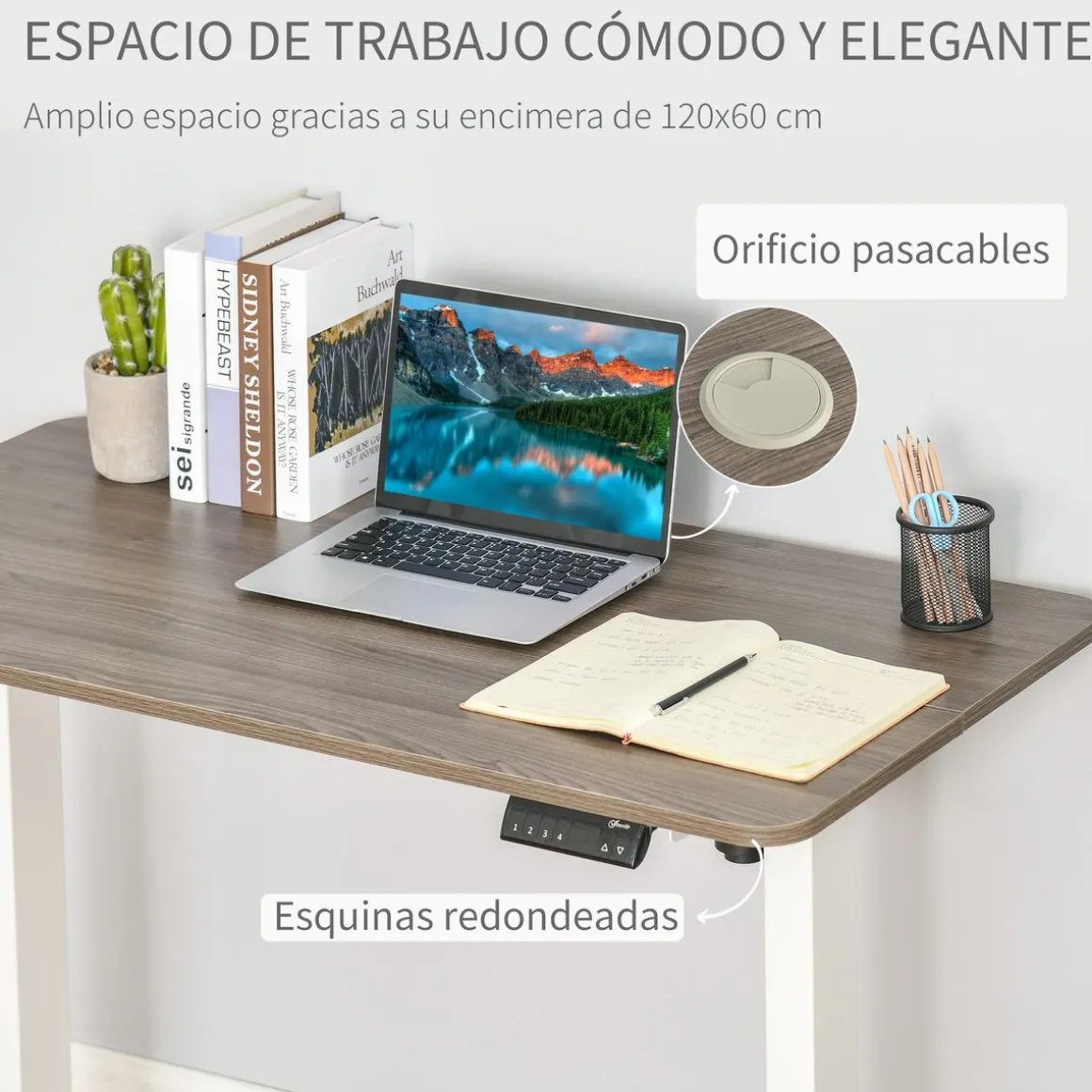 Escritorio eléctrico Eydon Vinsetto altura ajustable blanco 72-116x120x60 cm