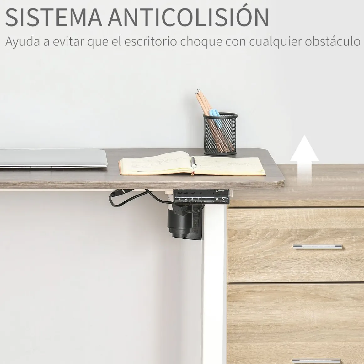 Escritorio eléctrico Eydon Vinsetto altura ajustable blanco 72-116x120x60 cm