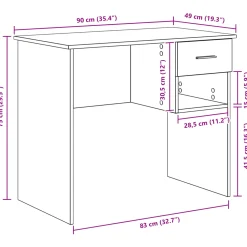 Escritorio Fang con cajón y compartimento 75x90x49 cm