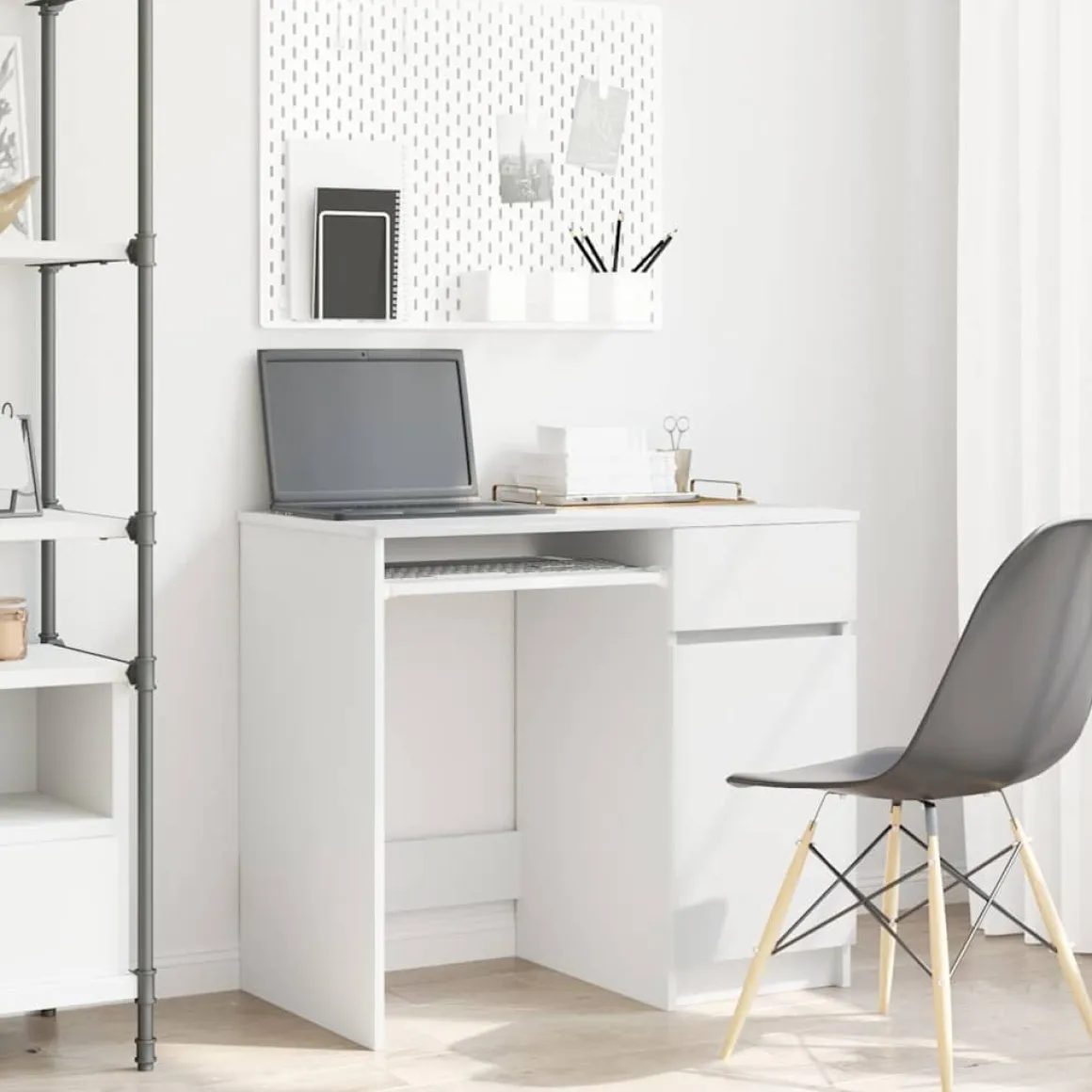 Escritorio Filedha cajón + puerta + compartimento blanco 76x86x49 cm