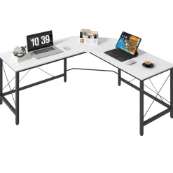 Escritorio Frambuesa Homcom diseño esquinero blanco 76x150x150 cm
