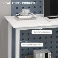 Escritorio Fresa Homcom diseño fijo blanco 76x120x60 cm