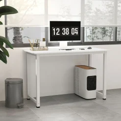 Escritorio Fresa Homcom diseño fijo blanco 76x120x60 cm