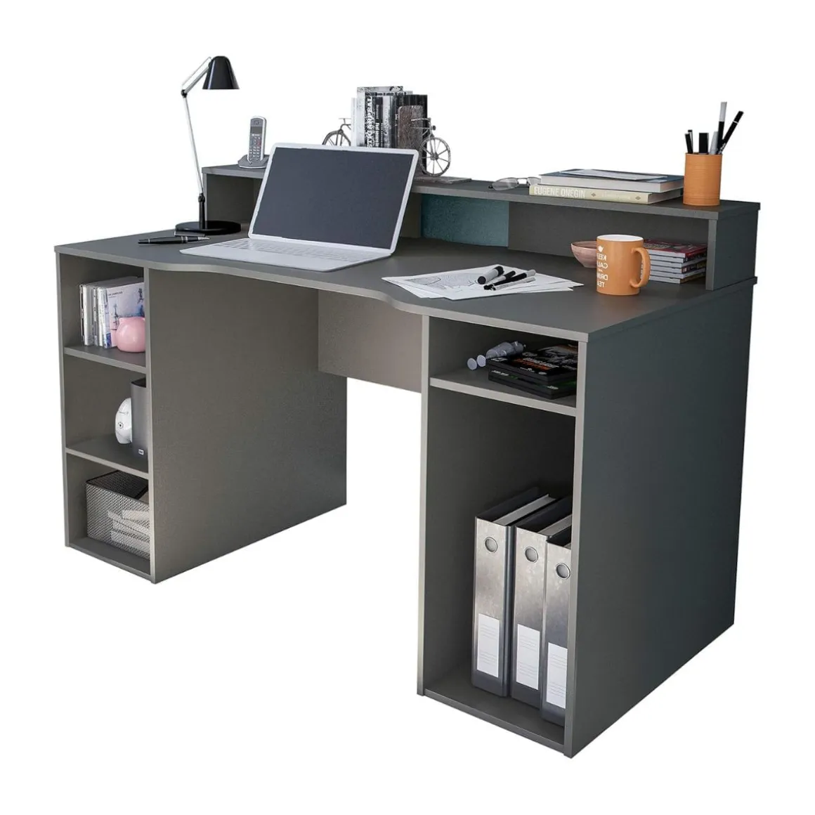 Escritorio Gamer gris antracita 88x136x67 cm