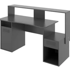 Escritorio gaming Fosk 2 compartimentos con cajón y armario grafito