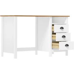 Escritorio Hill 3 cajones + compartimento madera de pino 74x120x50 cm