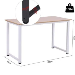 Escritorio Homcom pies ajustable roble/blanco 76x120x60 cm