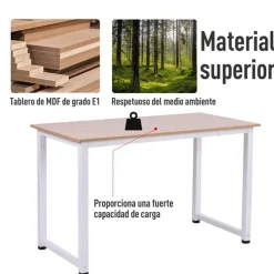 Escritorio Homcom pies ajustable roble/blanco 76x120x60 cm