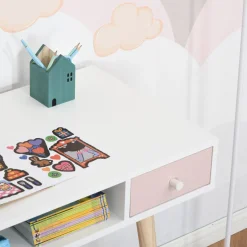 Escritorio infantil Maui homcom 2 cajones + 1 hueco blanco 76,5x100x48 cm