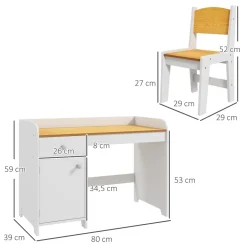 Escritorio infantil Miel Zonekiz silla + cajón + puerta blanco/amarillo