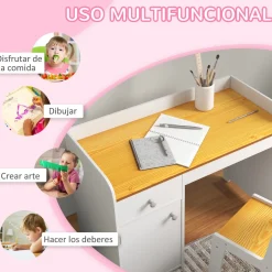 Escritorio infantil Miel Zonekiz silla + cajón + puerta blanco/amarillo