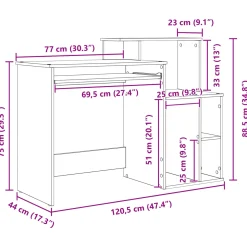Escritorio Magali mesa + mueble auxiliar 88,5 x 120,5 x 44 cm