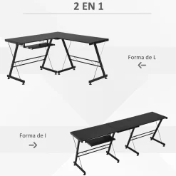 Escritorio Mule Homcom convertible acero negro