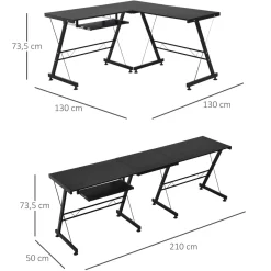 Escritorio Mule Homcom convertible acero negro