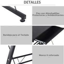 Escritorio Mule Homcom convertible acero negro