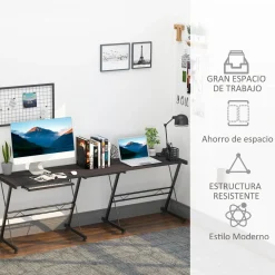 Escritorio Mule Homcom convertible acero negro