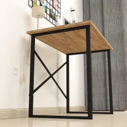 Escritorio Orce diseño fijo natural/negro 75x120x60 cm