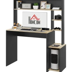 Escritorio Oslo Homcom 5 estantes con soporte negro 138x114x45 cm