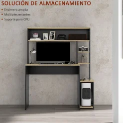 Escritorio Oslo Homcom 5 estantes con soporte negro 138x114x45 cm
