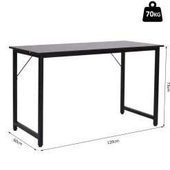 Escritorio Polo Homcom pies ajustables negro 73x120x60 cm