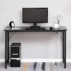 Escritorio Polo Homcom pies ajustables negro 73x120x60 cm